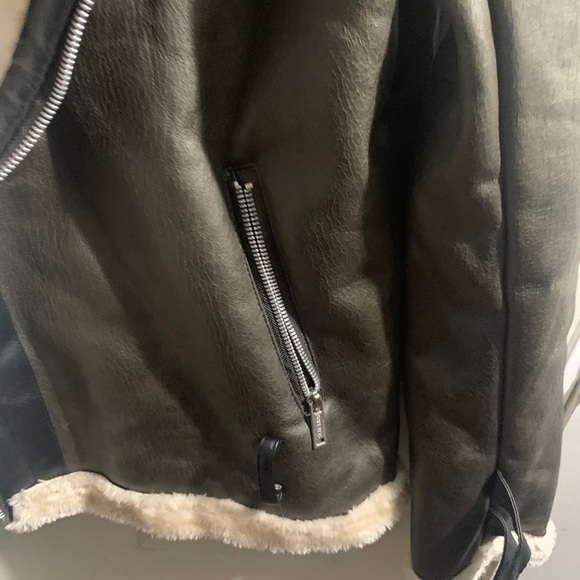 Leather trench Shetland jacket with fur - Picture 6 of 7